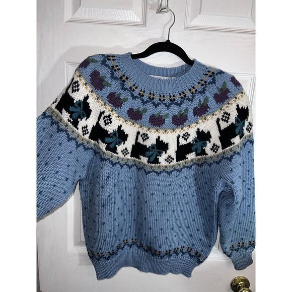 NORTHERN ISLES Womens Acrylic Knit Scottie Doggie Pullover Sweater Sz M - Picture 4 of 10